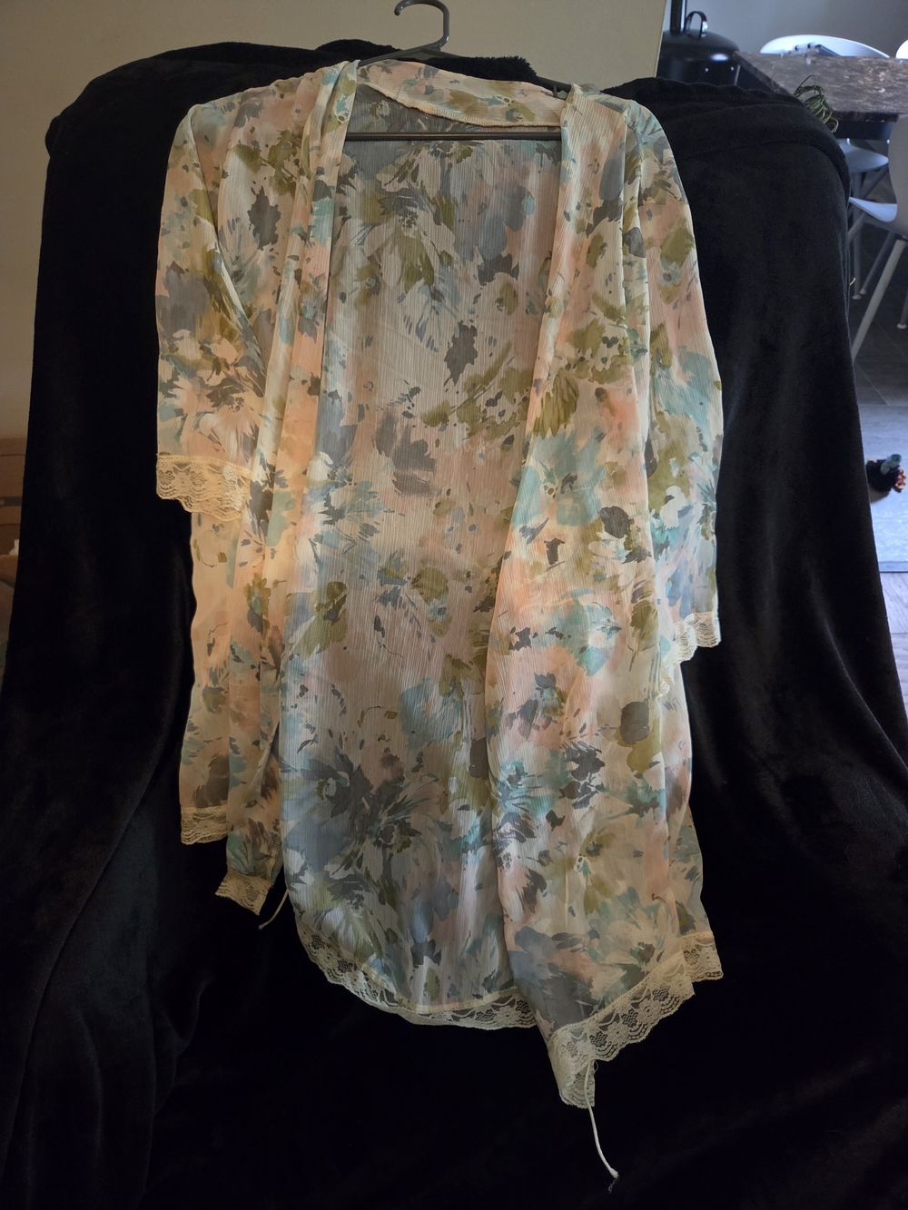 Floral Lightweight Open-Front Kimono Cardigan - Pastel Multi W/ Waist Tie